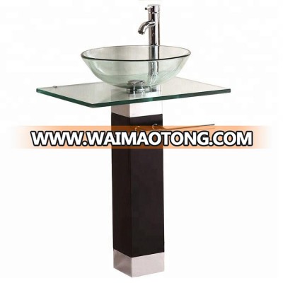 Stainless Steel Furniture Color Bowl Wash Basin Vanity Berber Pedestal Lavabo Tempered Bathroom Glass Sink